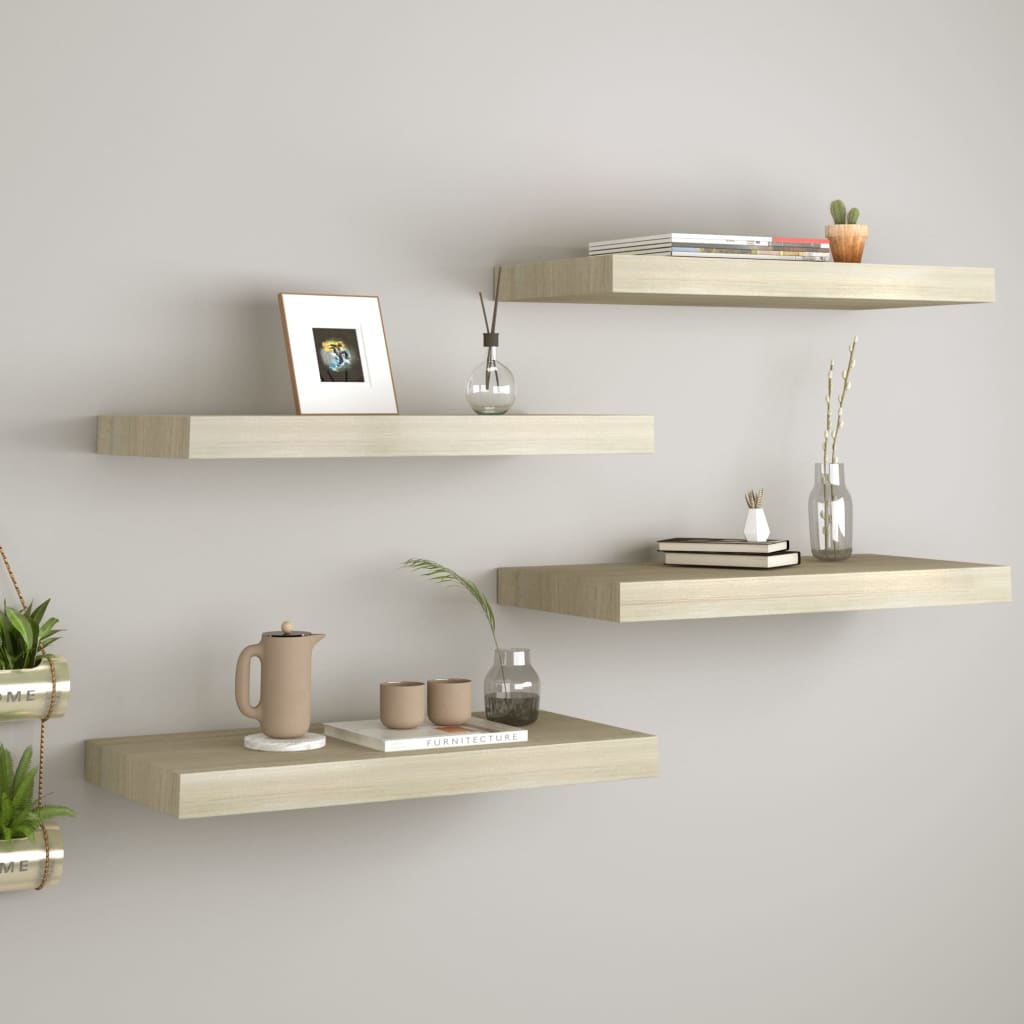 Étagères murales flottantes 4 pcs chêne 60x23,5x3,8 cm MDF - XIOS