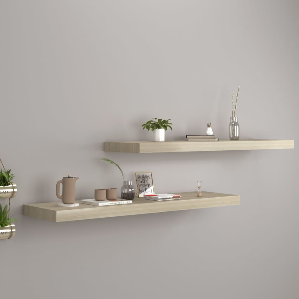 Étagères murales flottantes 2 pcs chêne 90x23,5x3,8 cm MDF - XIOS