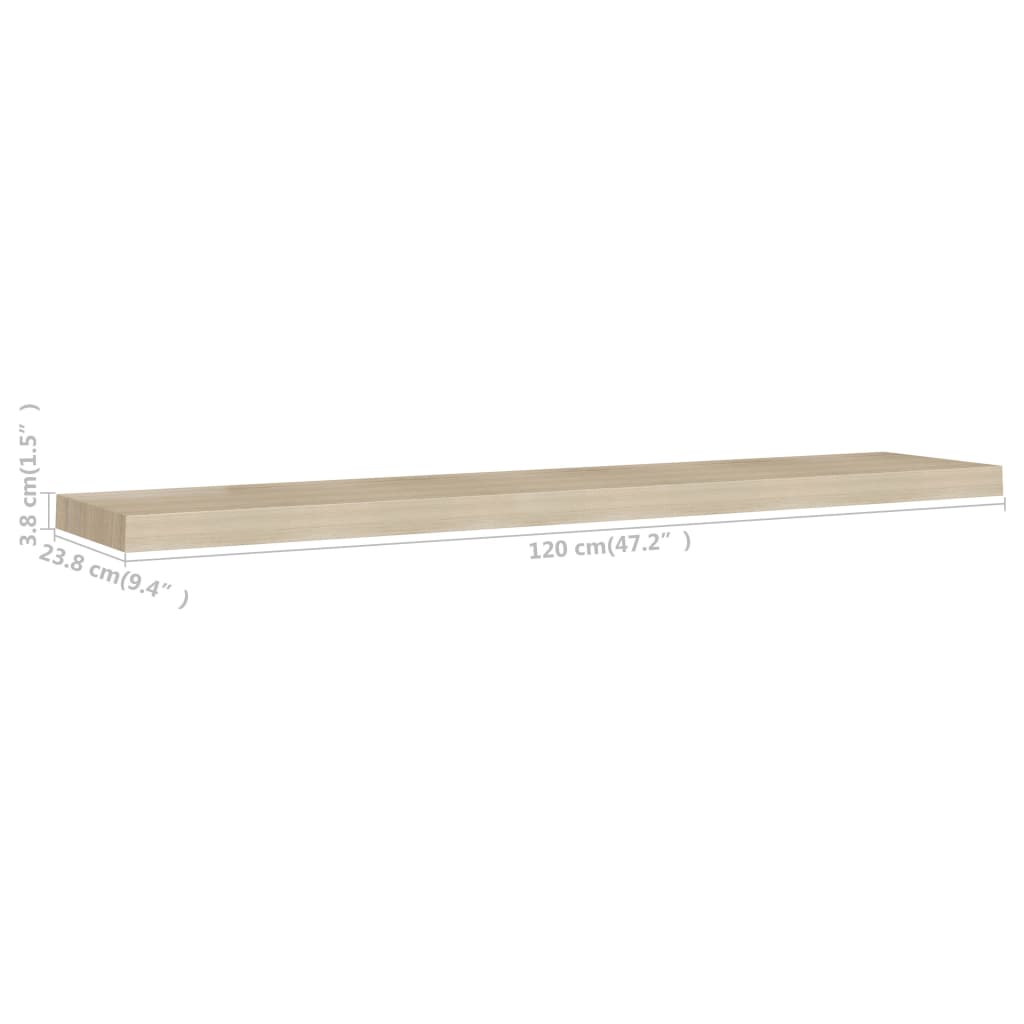 Étagères murales flottantes 4 pcs chêne 120x23,5x3,8 cm MDF - XIOS
