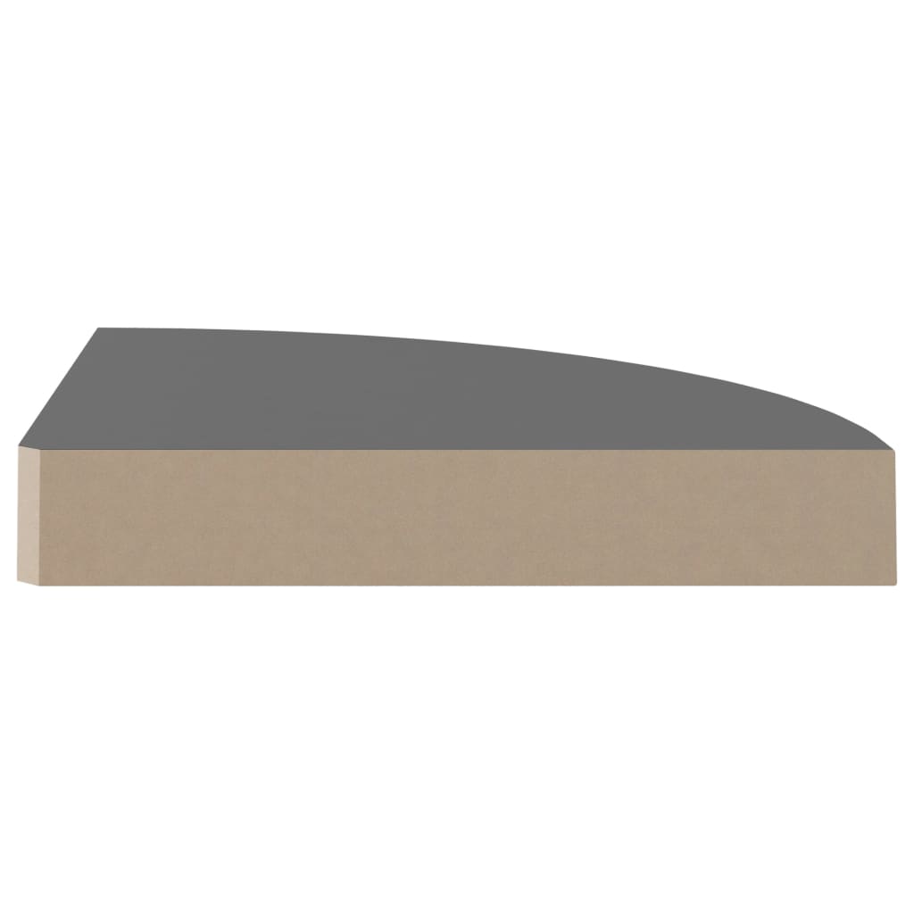 Étagères d'angle flottantes 4 pcs gris brillant 25x25x3,8cm MDF - XIOS