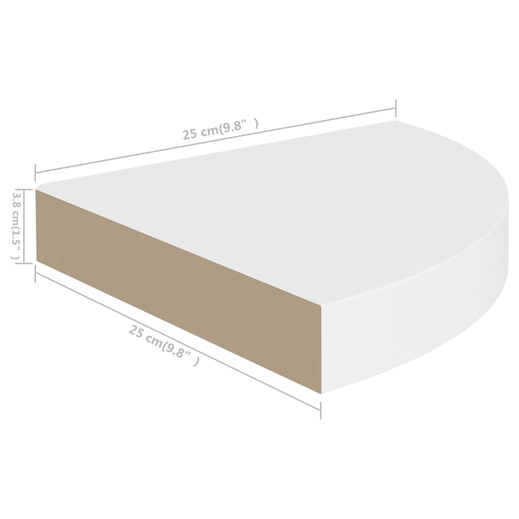 Étagères d'angle flottantes 2 pcs blanc 25x25x3,8 cm MDF - XIOS