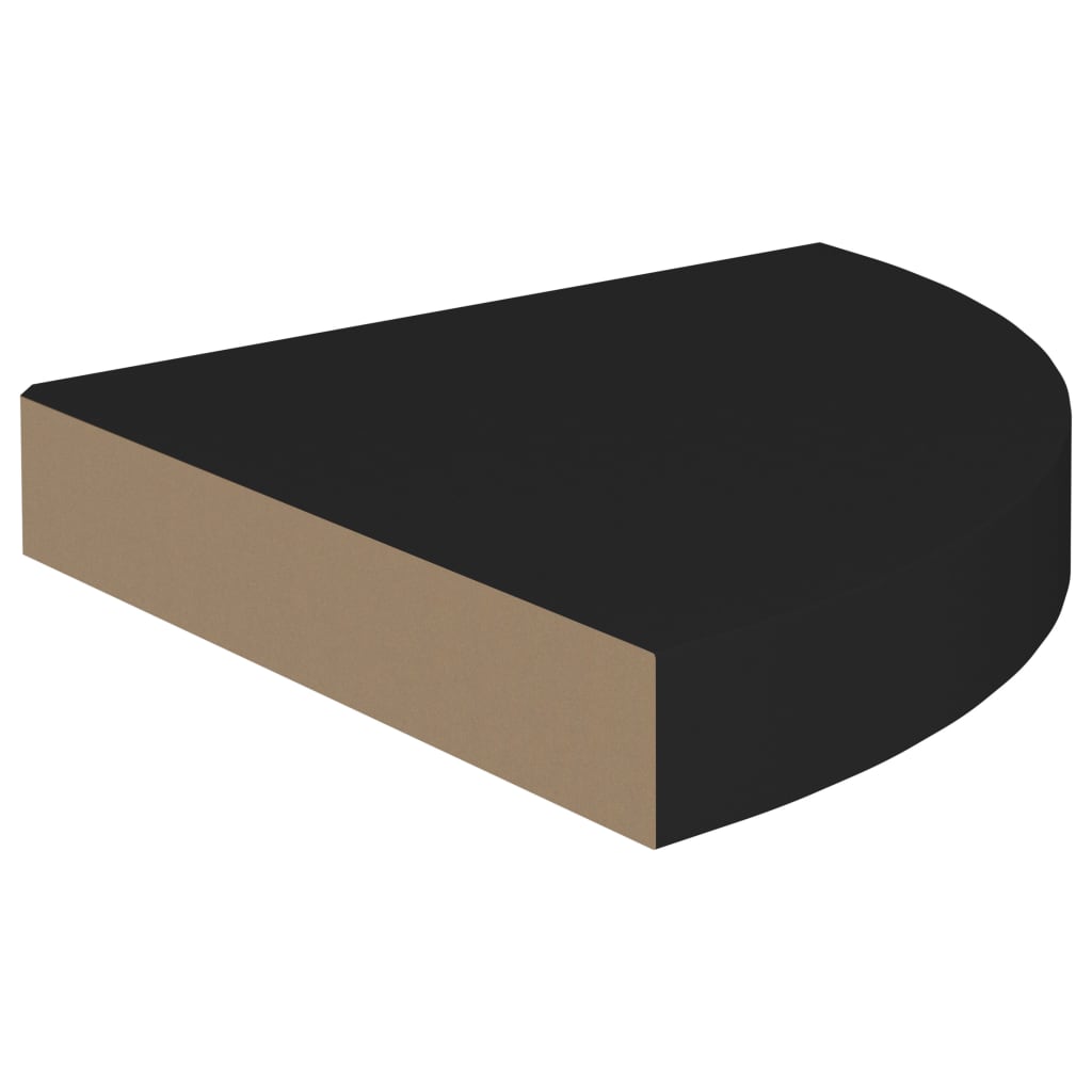 Étagère d'angle flottante noir 25x25x3,8 cm MDF - XIOS