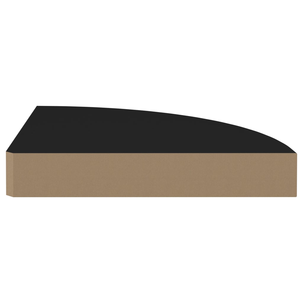 Étagère d'angle flottante noir 25x25x3,8 cm MDF - XIOS