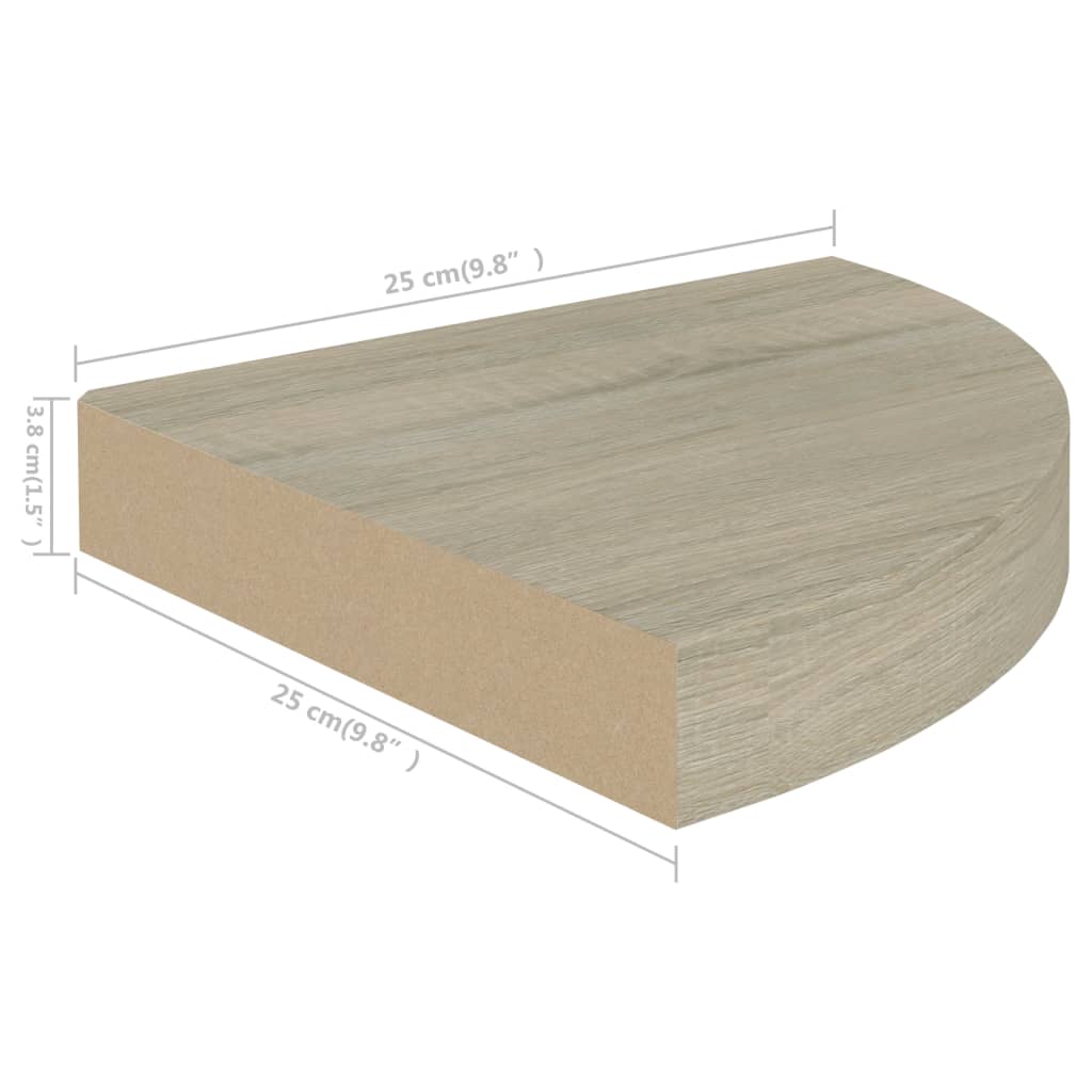 Étagère d'angle flottante chêne 25x25x3,8 cm MDF - XIOS