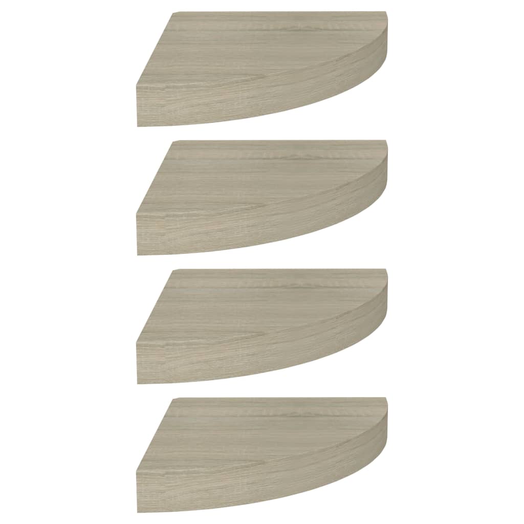Étagères d'angle flottantes 4 pcs chêne 25x25x3,8 cm MDF - XIOS