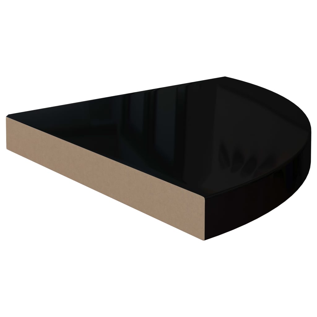 Étagère d'angle flottante noir brillant 35x35x3,8 cm MDF - XIOS