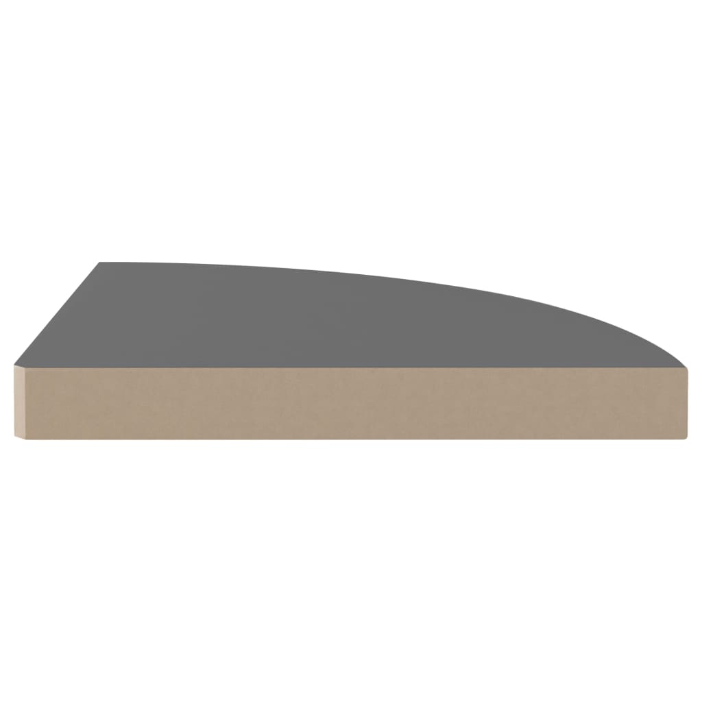 Étagères d'angle flottantes 2pcs gris brillant 35x35x3,8 cm MDF - XIOS