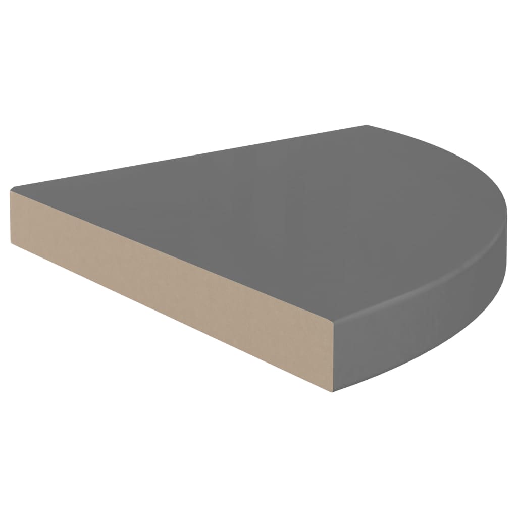 Étagères d'angle flottantes 4 pcs gris brillant 35x35x3,8cm MDF - XIOS