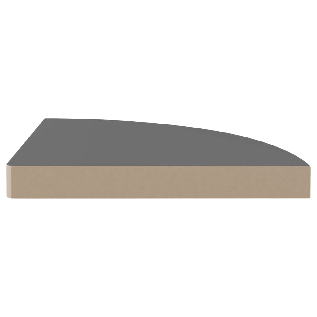 Étagères d'angle flottantes 4 pcs gris brillant 35x35x3,8cm MDF - XIOS