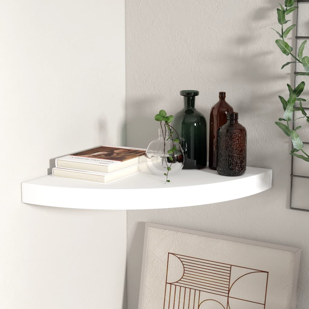 Étagère d'angle flottante blanc 35x35x3,8 cm MDF - XIOS