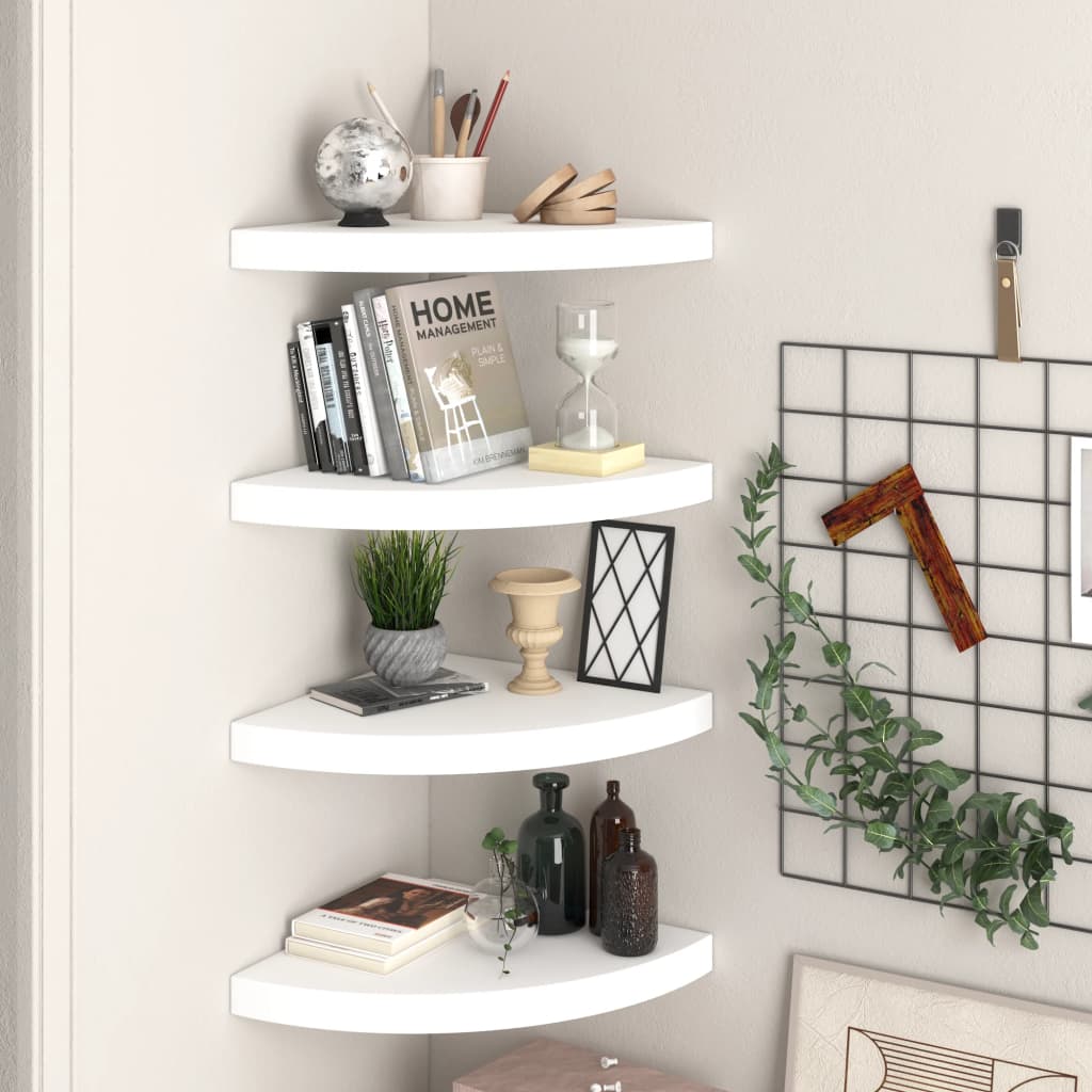 Étagères d'angle flottantes 4 pcs blanc 35x35x3,8 cm MDF - XIOS
