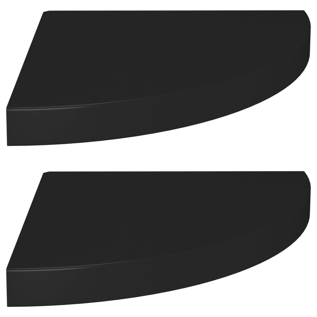 Étagères d'angle flottantes 2 pcs noir 35x35x3,8 cm MDF - XIOS