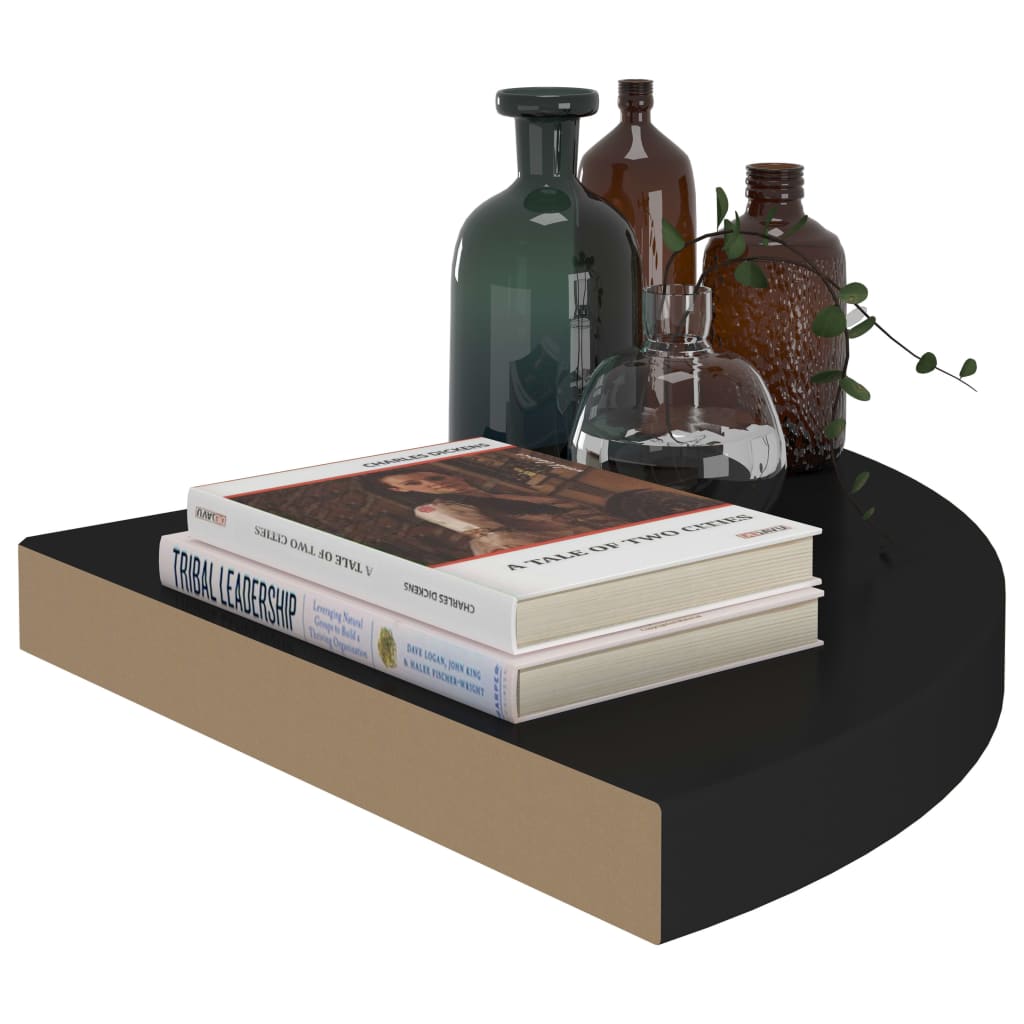 Étagères d'angle flottantes 4 pcs noir 35x35x3,8 cm MDF Étagères murales & corniches vidaXL