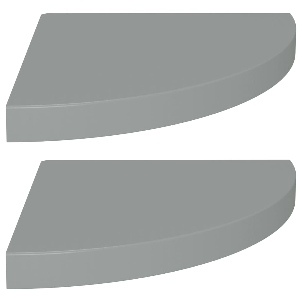 Étagères d'angle flottantes 2 pcs gris 35x35x3,8 cm MDF - XIOS