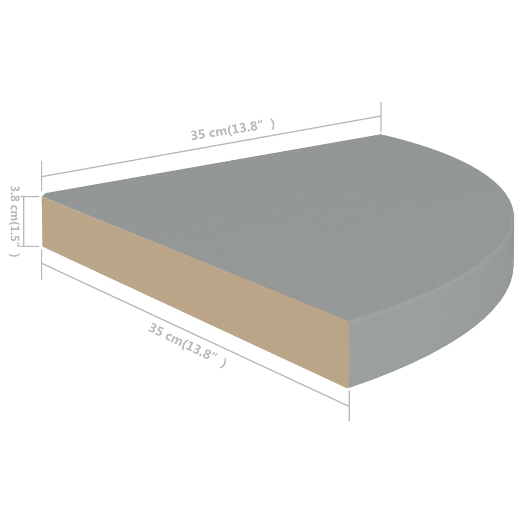 Étagères d'angle flottantes 4 pcs gris 35x35x3,8 cm MDF Étagères murales & corniches vidaXL