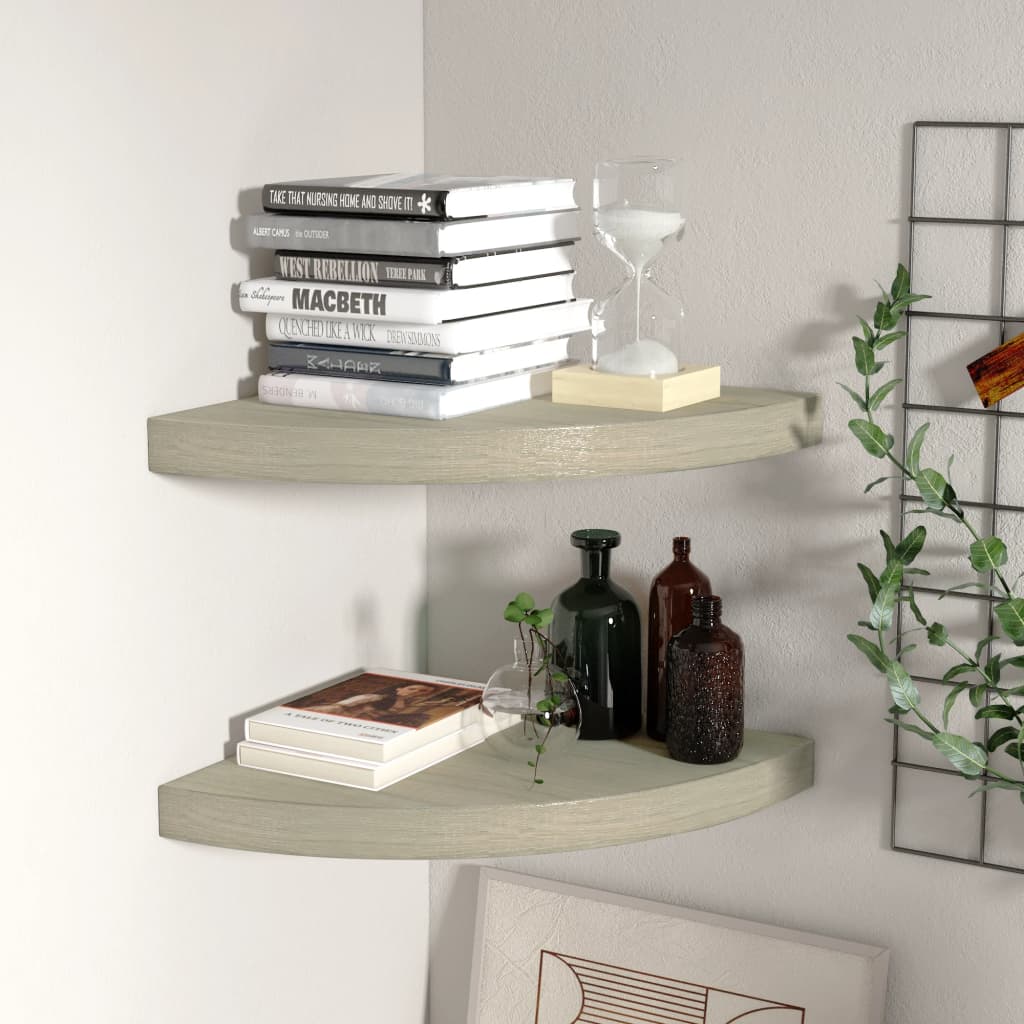 Étagères d'angle flottantes 2 pcs chêne 35x35x3,8 cm MDF - XIOS