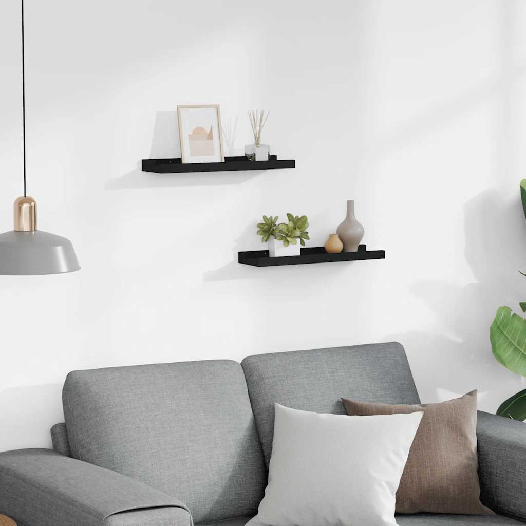 Étagères à rebord pour cadre photo 2 pcs Noir 40x9x3 cm MDF - XIOS