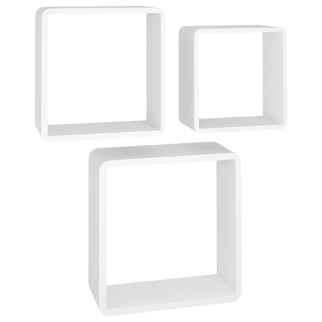 Étagères murales sous forme de cube 3 pcs Blanc MDF - XIOS