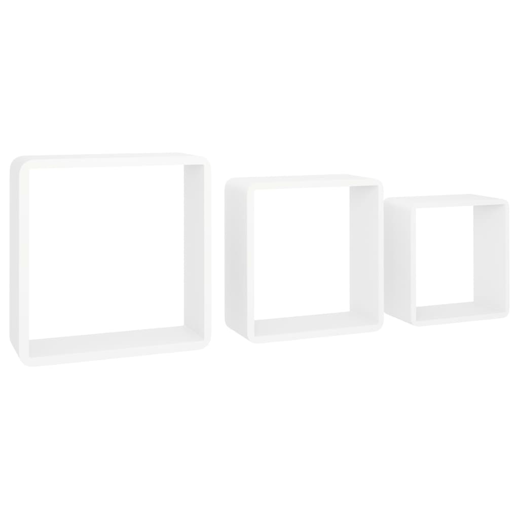 Étagères murales sous forme de cube 3 pcs Blanc MDF - XIOS