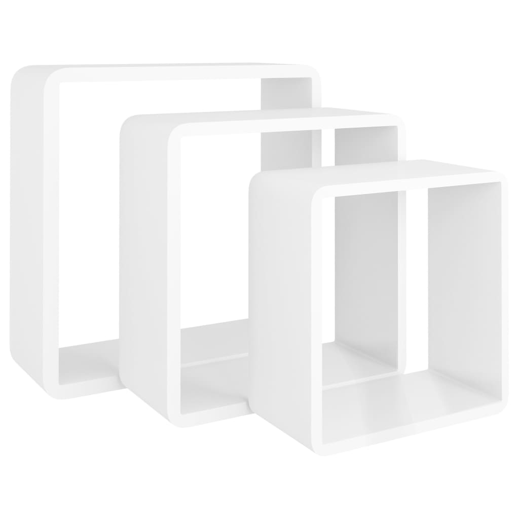 Étagères murales sous forme de cube 3 pcs Blanc MDF - XIOS