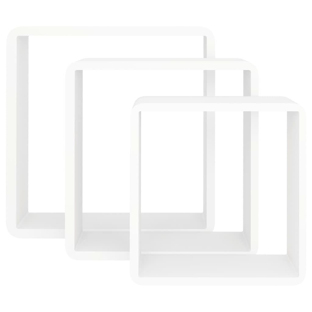 Étagères murales sous forme de cube 3 pcs Blanc MDF - XIOS