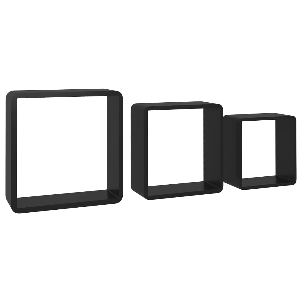 Étagères murales sous forme de cube 3 pcs Noir MDF - XIOS