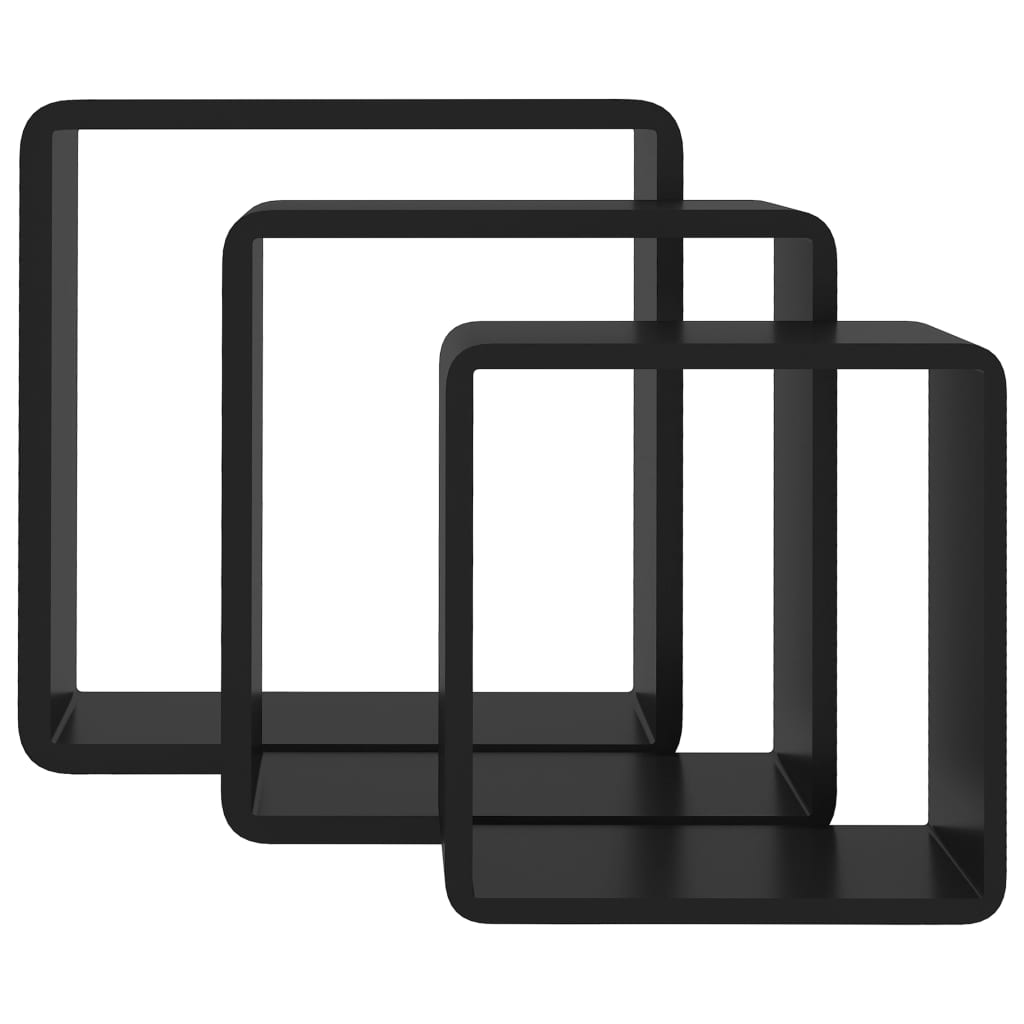 Étagères murales sous forme de cube 3 pcs Noir MDF - XIOS