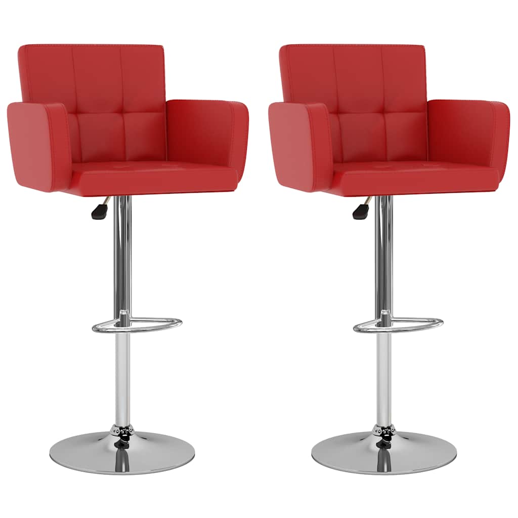 Tabourets de bar lot de 2 rouge similicuir