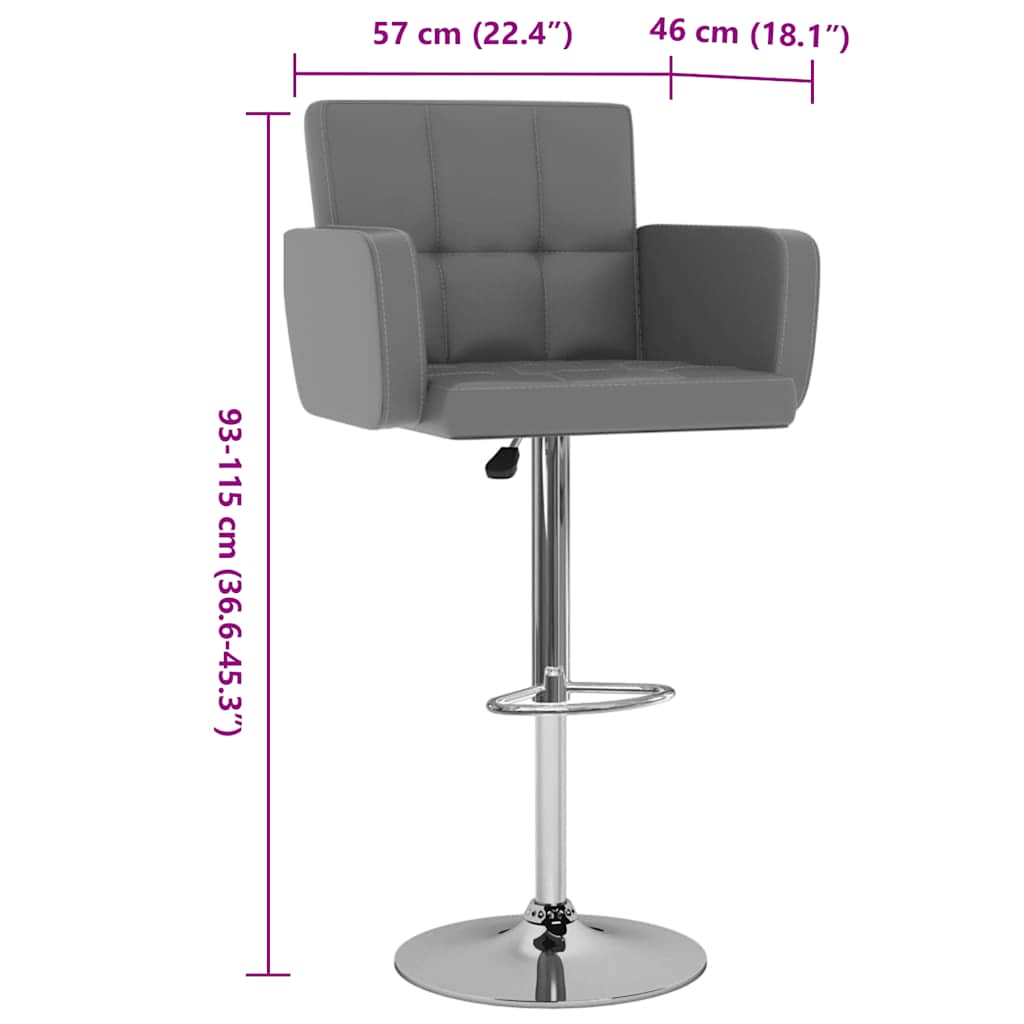 Tabourets de bar lot de 2 gris similicuir - XIOS