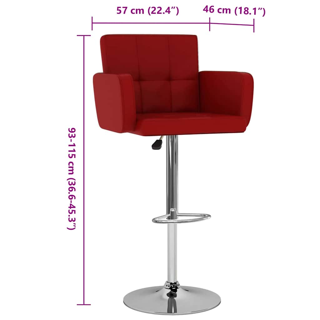 Tabourets de bar lot de 2 rouge bordeaux similicuir - XIOS