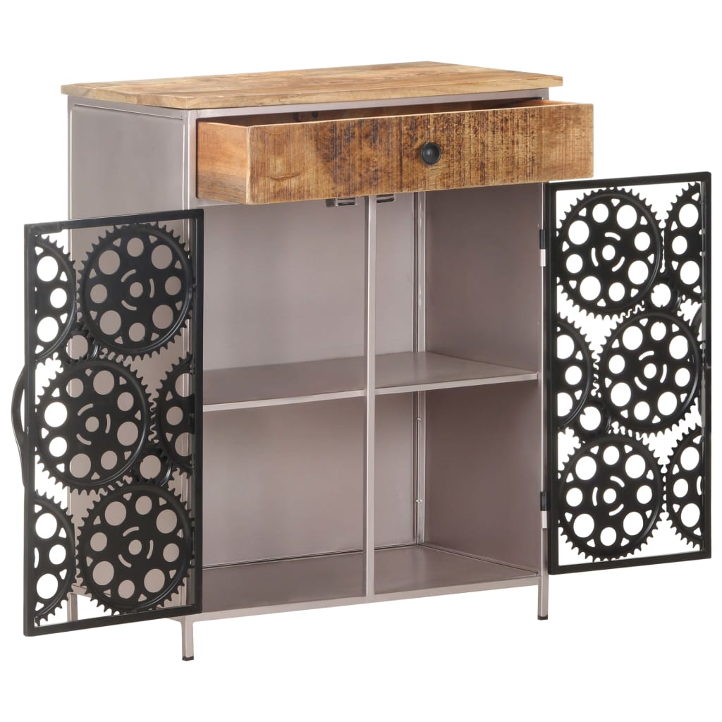 Buffet 60x35x75 cm Bois de manguier brut et fer - XIOS