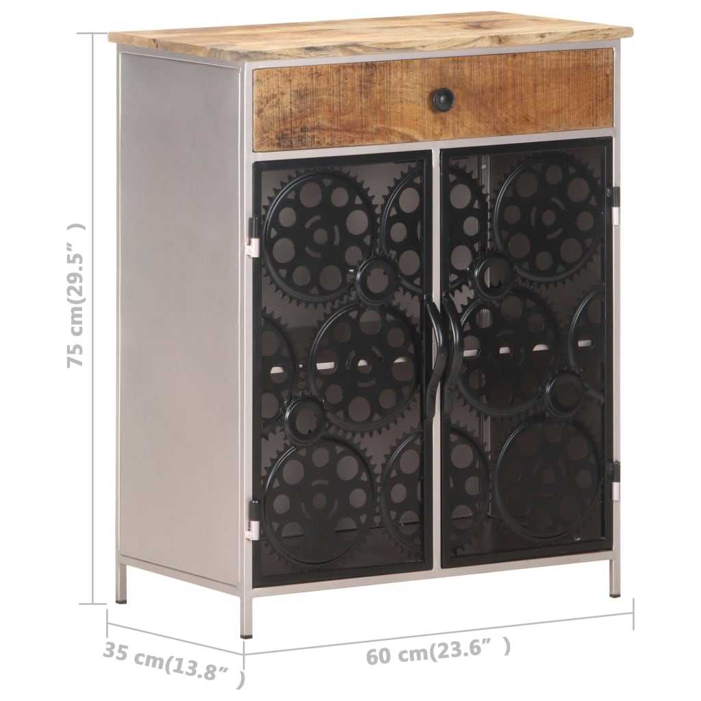 Buffet 60x35x75 cm Bois de manguier brut et fer - XIOS