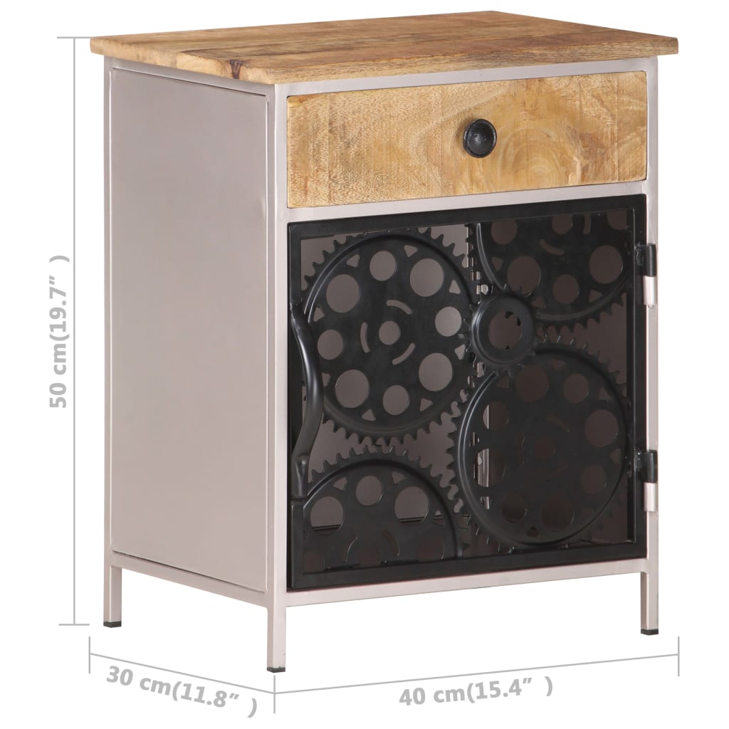 Table de chevet 40x30x50 cm Bois de manguier brut - XIOS