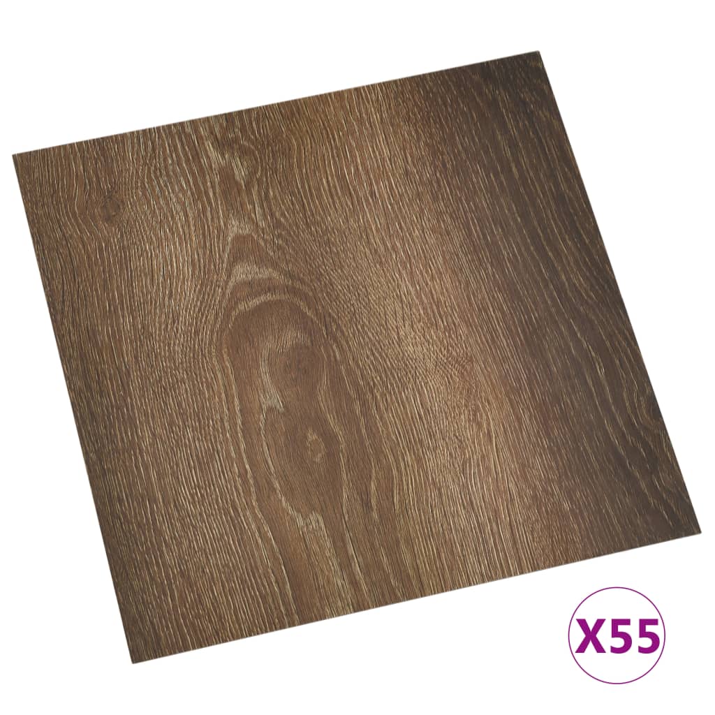 Dalles de plancher autoadhésives 55 pcs PVC 5,11 m² marron Tapis & revêtements de sol vidaXL