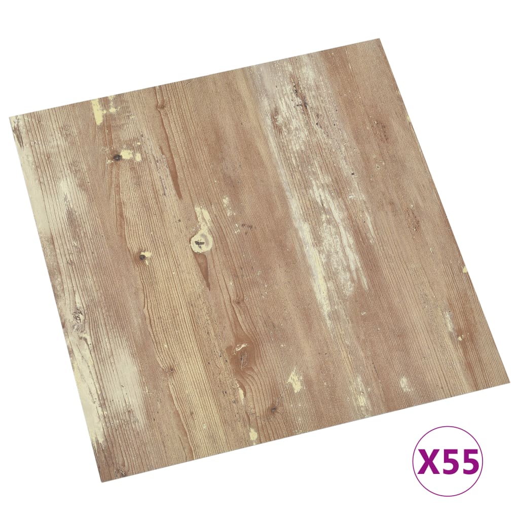 Dalles de plancher autoadhésives 55 pcs PVC 5,11 m² marron Tapis & revêtements de sol vidaXL