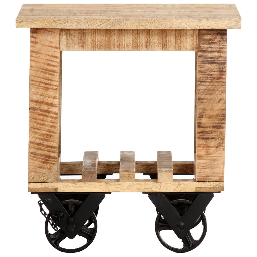 Table d'appoint avec roues 40x40x42 cm Bois de manguier brut Tables d'appoint vidaXL