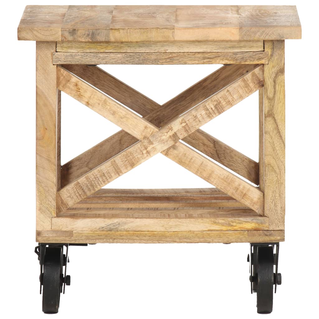 Table d'appoint avec roues 40x40x42 cm Bois de manguier brut Tables d'appoint vidaXL