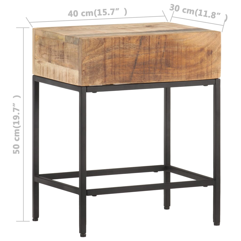 Table d'appoint 40x30x50 cm Bois massif de manguier brut - XIOS