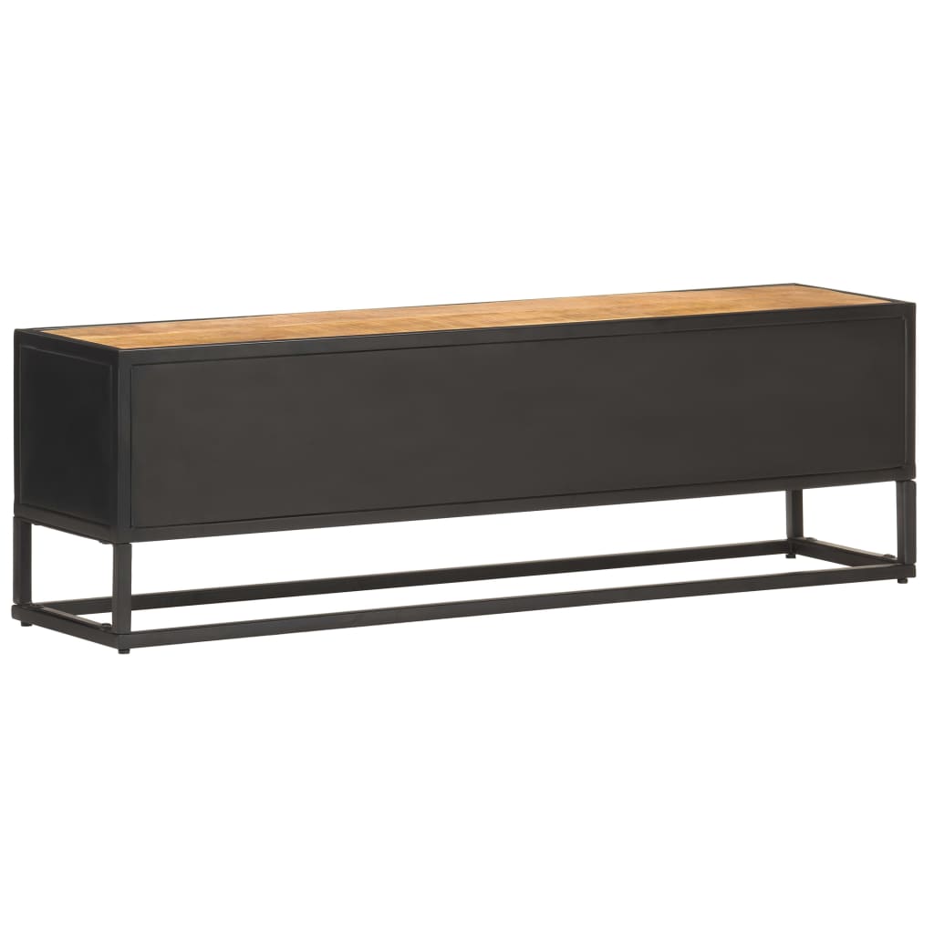 Meuble TV avec porte sculptée 130x30x40cm Bois de manguier brut Meubles TV vidaXL   