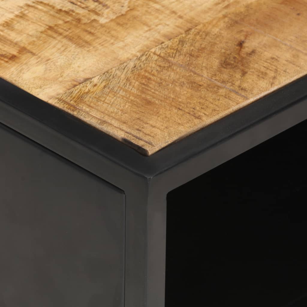 Table basse à porte sculptée 90x55x36 cm Bois de manguier brut - XIOS