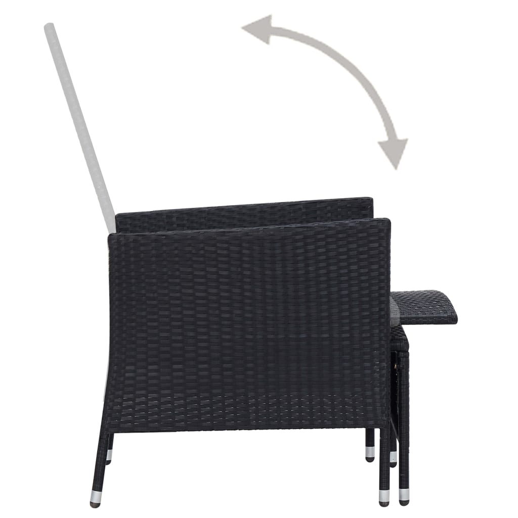 Salon de jardin 2 pcs avec coussins Résine tressée Noir Salons de jardin vidaXL