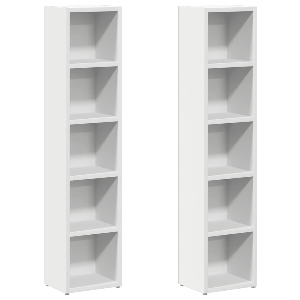 Armoires à CD 2 pcs Blanc 21x16x93,5 cm Aggloméré Fixations & meubles de rangement multimédia vidaXL