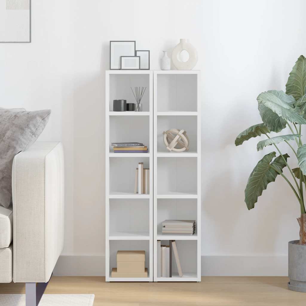 Armoires à CD 2 pcs Blanc 21x16x93,5 cm Aggloméré Fixations & meubles de rangement multimédia vidaXL