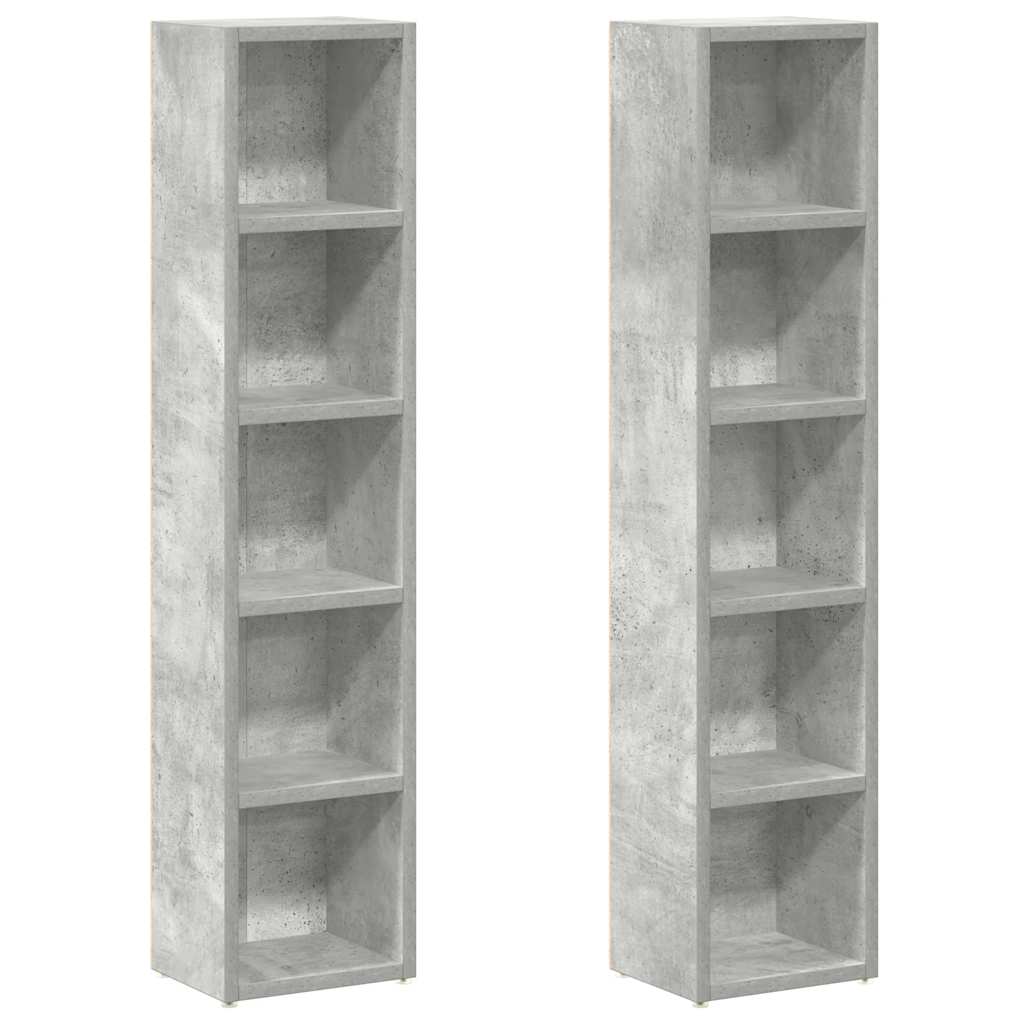 Armoires à CD 2 pcs Gris béton 21x16x93,5 cm Aggloméré Fixations & meubles de rangement multimédia vidaXL