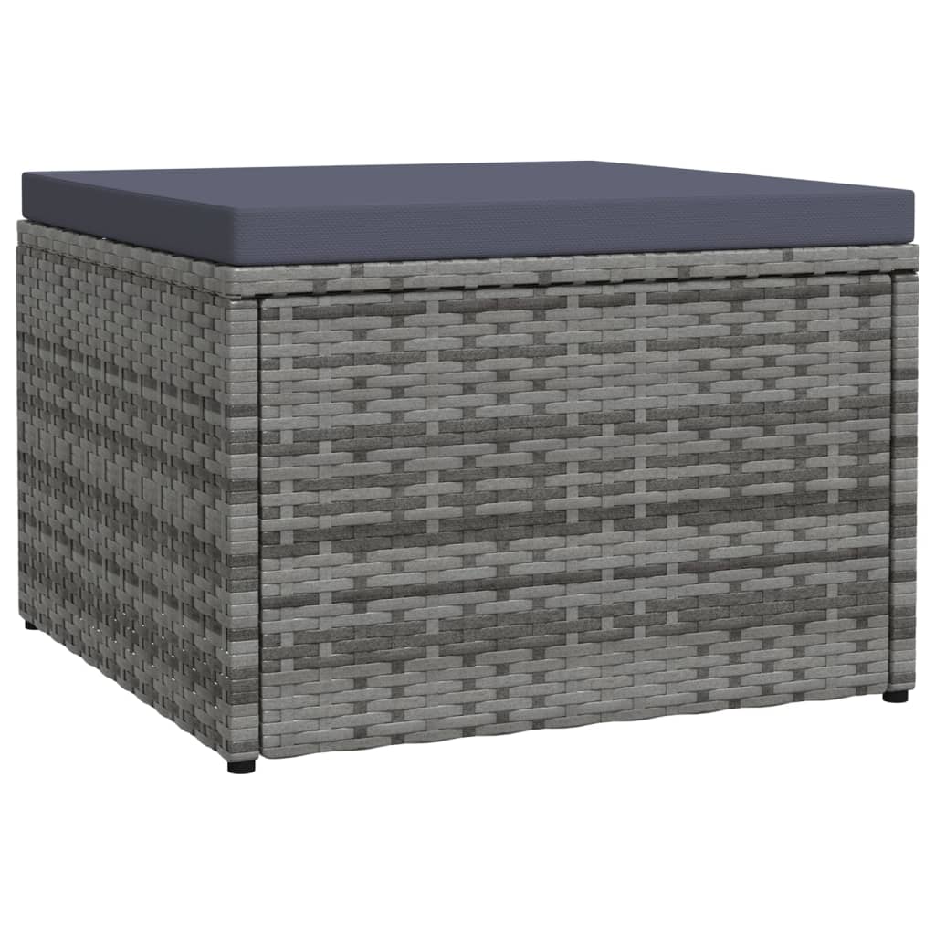 Tabouret de jardin avec coussin Gris Résine tressée - XIOS