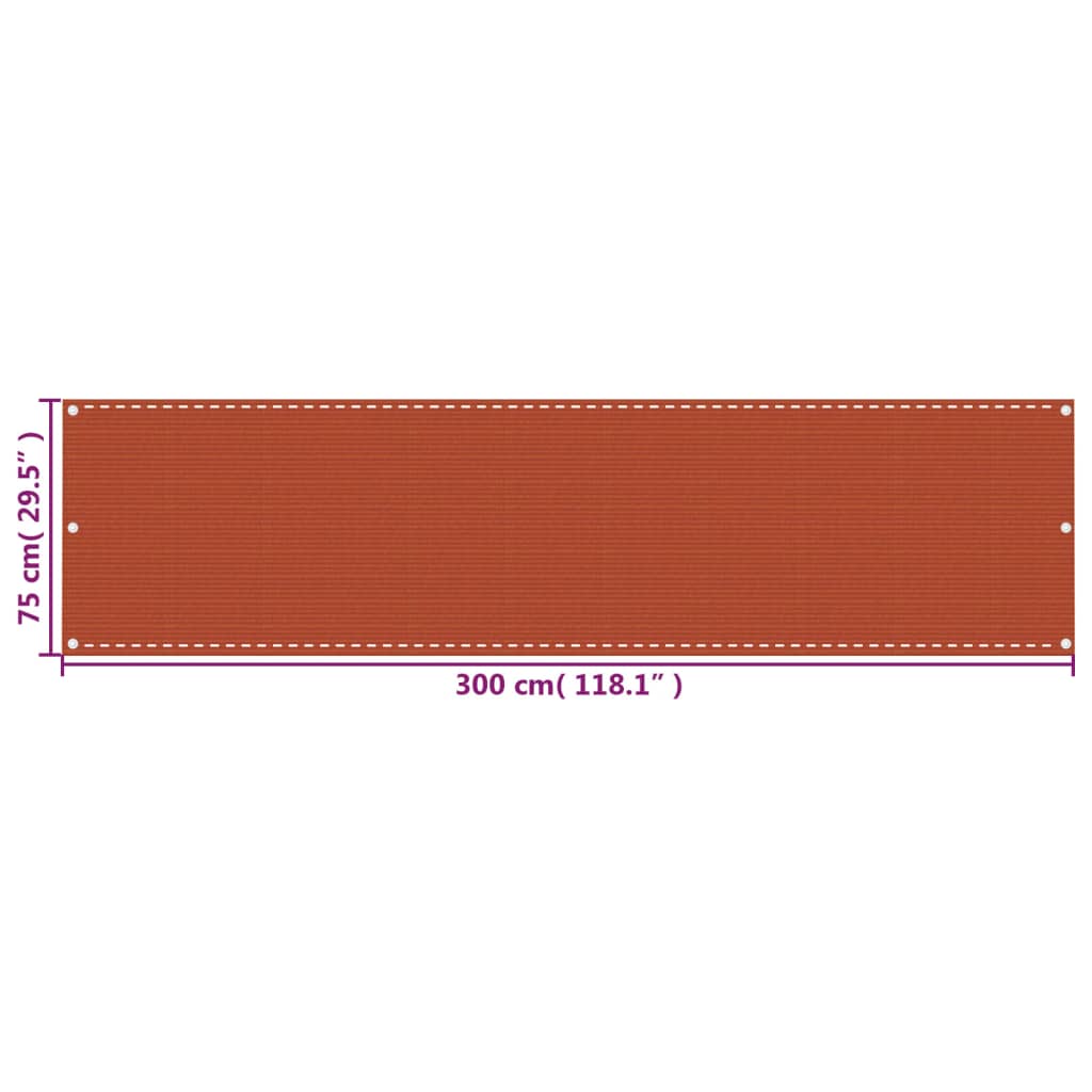 Écran de balcon Orange 75x300 cm PEHD Parasols & voiles d'ombrage vidaXL