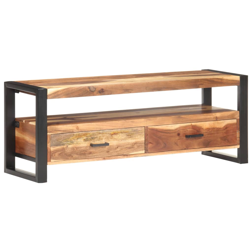 Meuble TV 120x35x45 cm Bois massif avec finition miel - XIOS