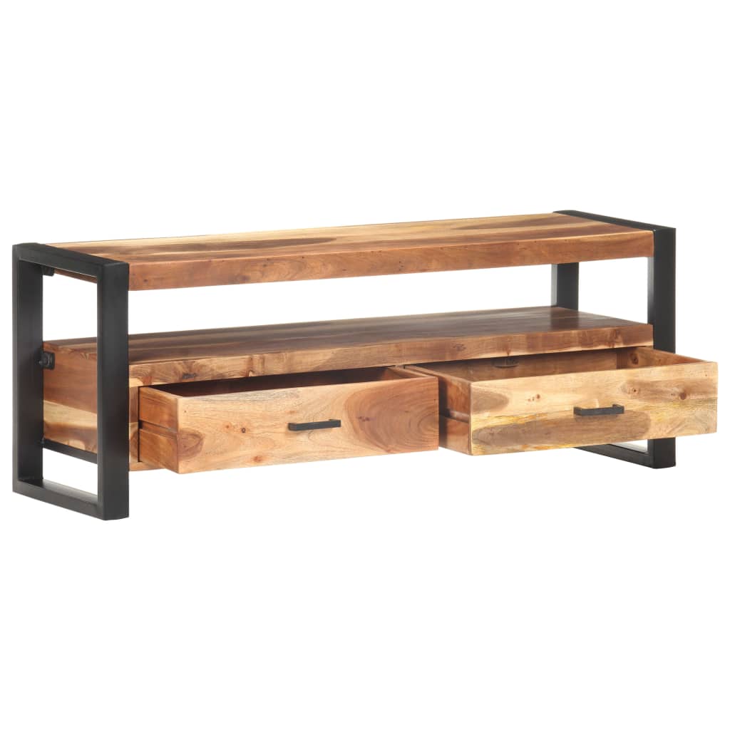 Meuble TV 120x35x45 cm Bois massif avec finition miel - XIOS