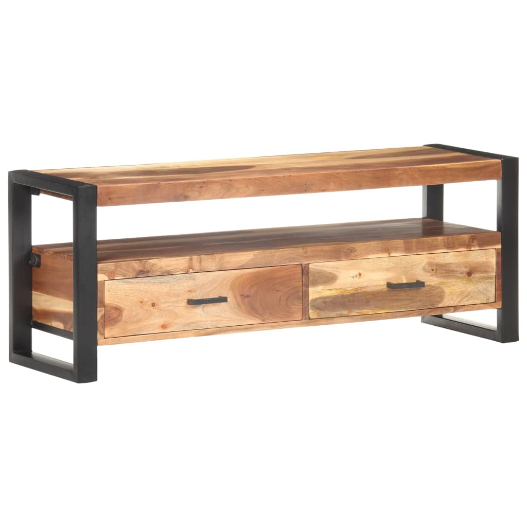 Meuble TV 120x35x45 cm Bois massif avec finition miel - XIOS
