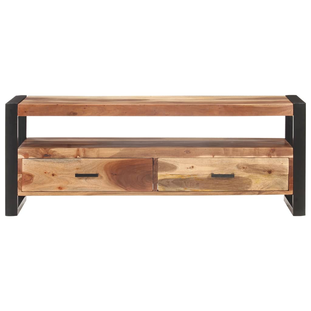 Meuble TV 120x35x45 cm Bois massif avec finition miel - XIOS